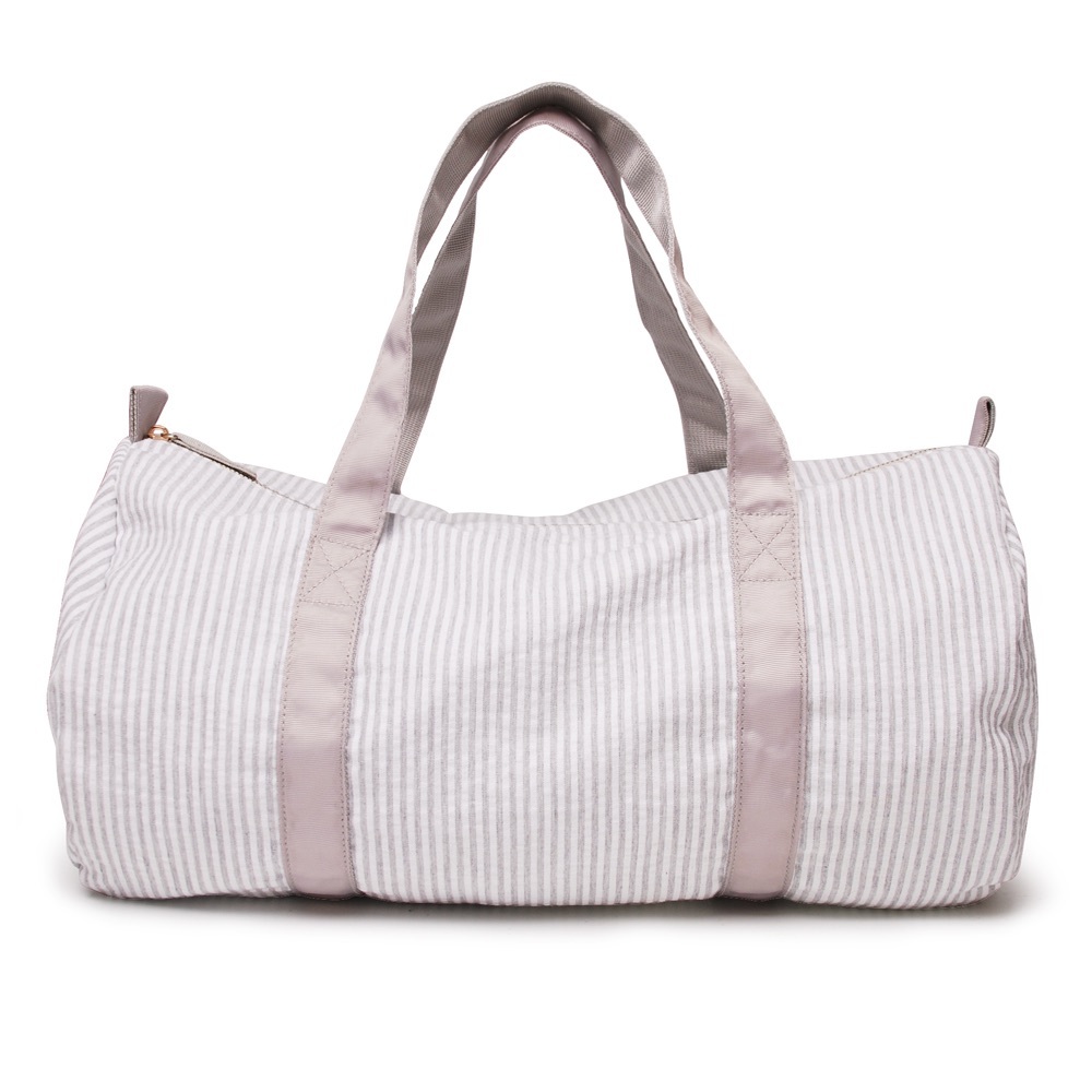 Gray Seersucker Duffel Bag